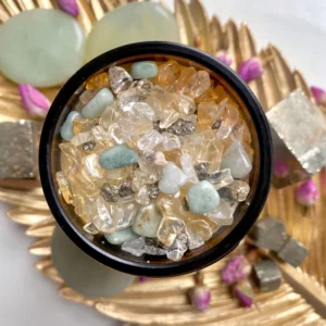 «Abondance » : Citrine, Jade Vert, Pyrite, Poudre de riz, Cannelle